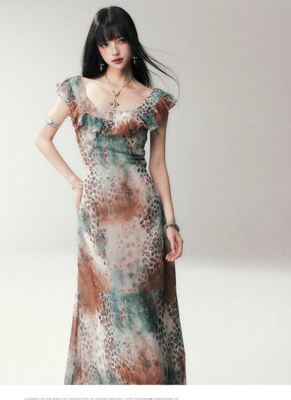Sea Salt Leopard Chiffon Dress