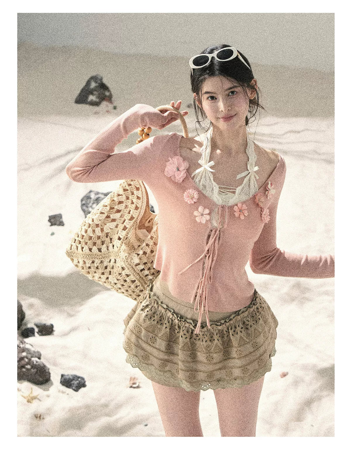 "Private Petals" French-style Sun Protection Cardigan