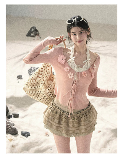 "Private Petals" French-style Sun Protection Cardigan
