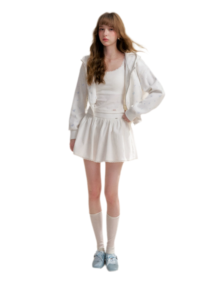 Textured A-Line Short Skirt
