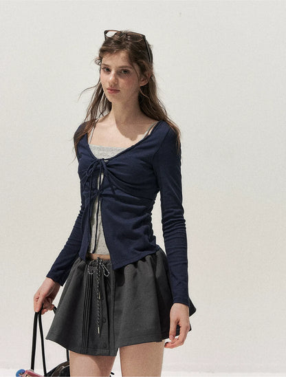 Floral Twist-Knot Layered Tee