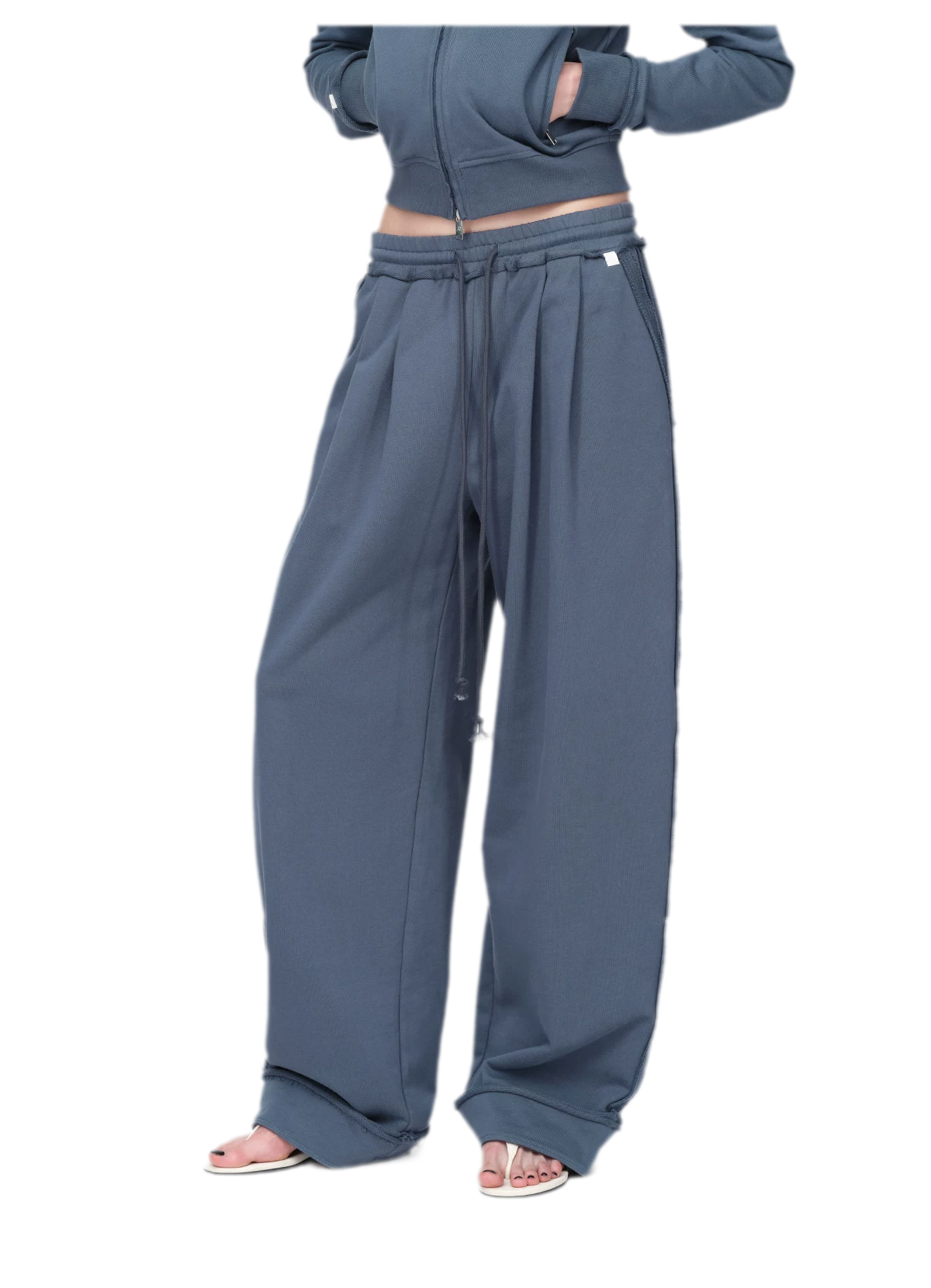 Raw-Edge Cropped Sweatshirt Set