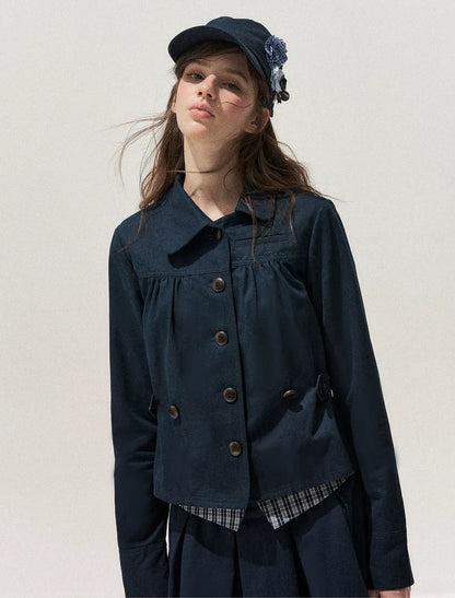 Washed Denim Pleated Set