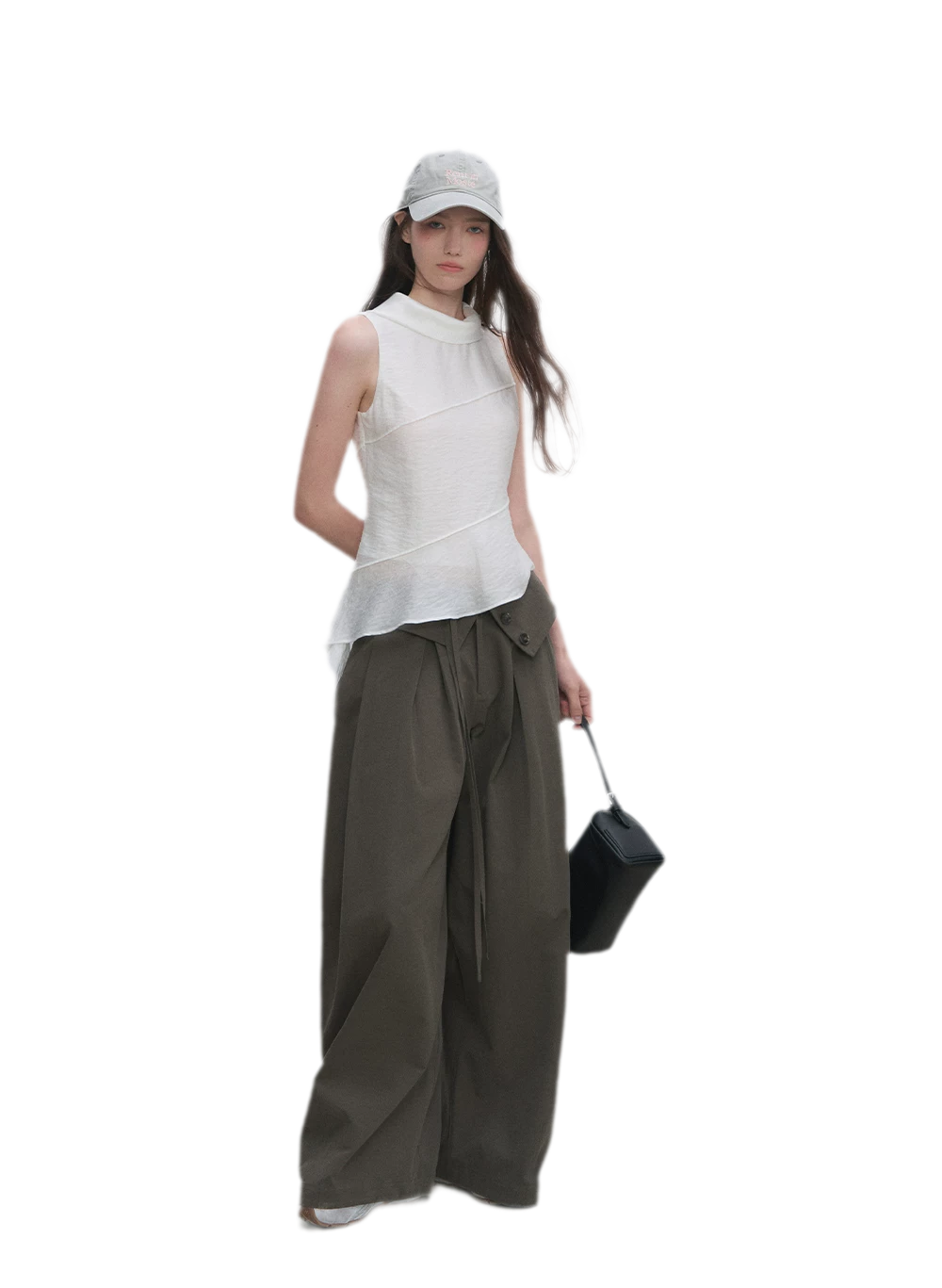 Lyocell Pleated Wide-Leg Trousers