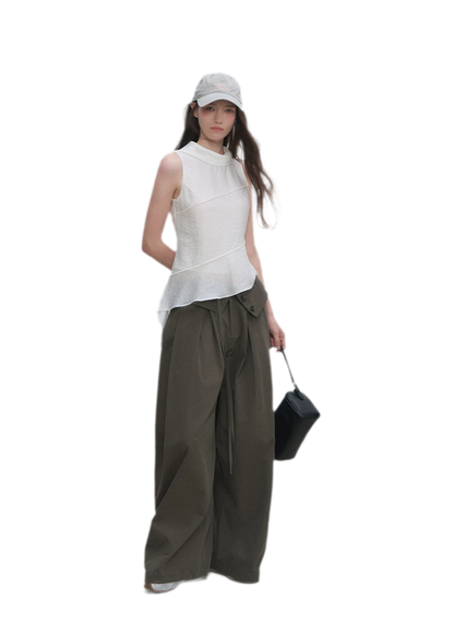 Lyocell Pleated Wide-Leg Trousers