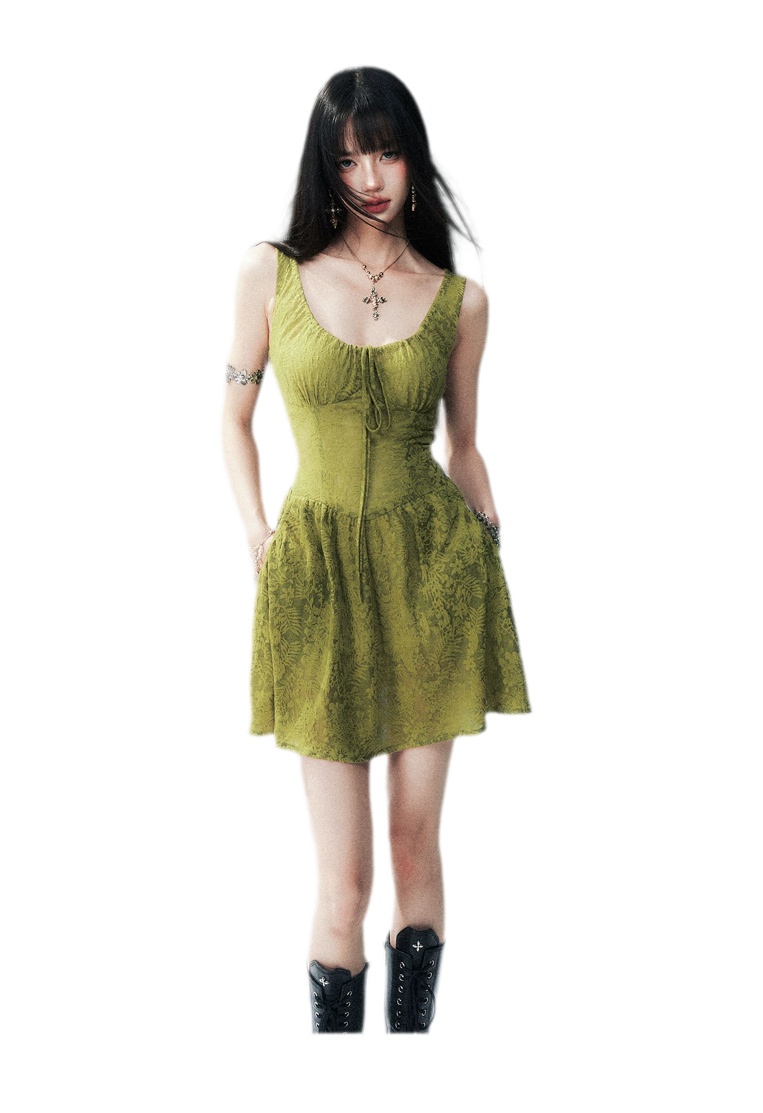 Moss Lace Waist Dress