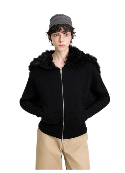 Textured Batwing Hooded Cardigan