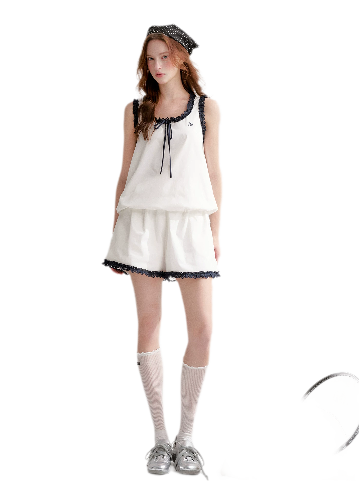 Lace Trim Embroidered Set