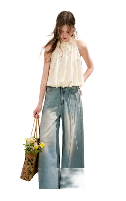 Bow Wide-Leg Jeans