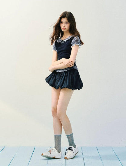 High-Intellect Tencel Wool Faux Two-Piece T-Shirt