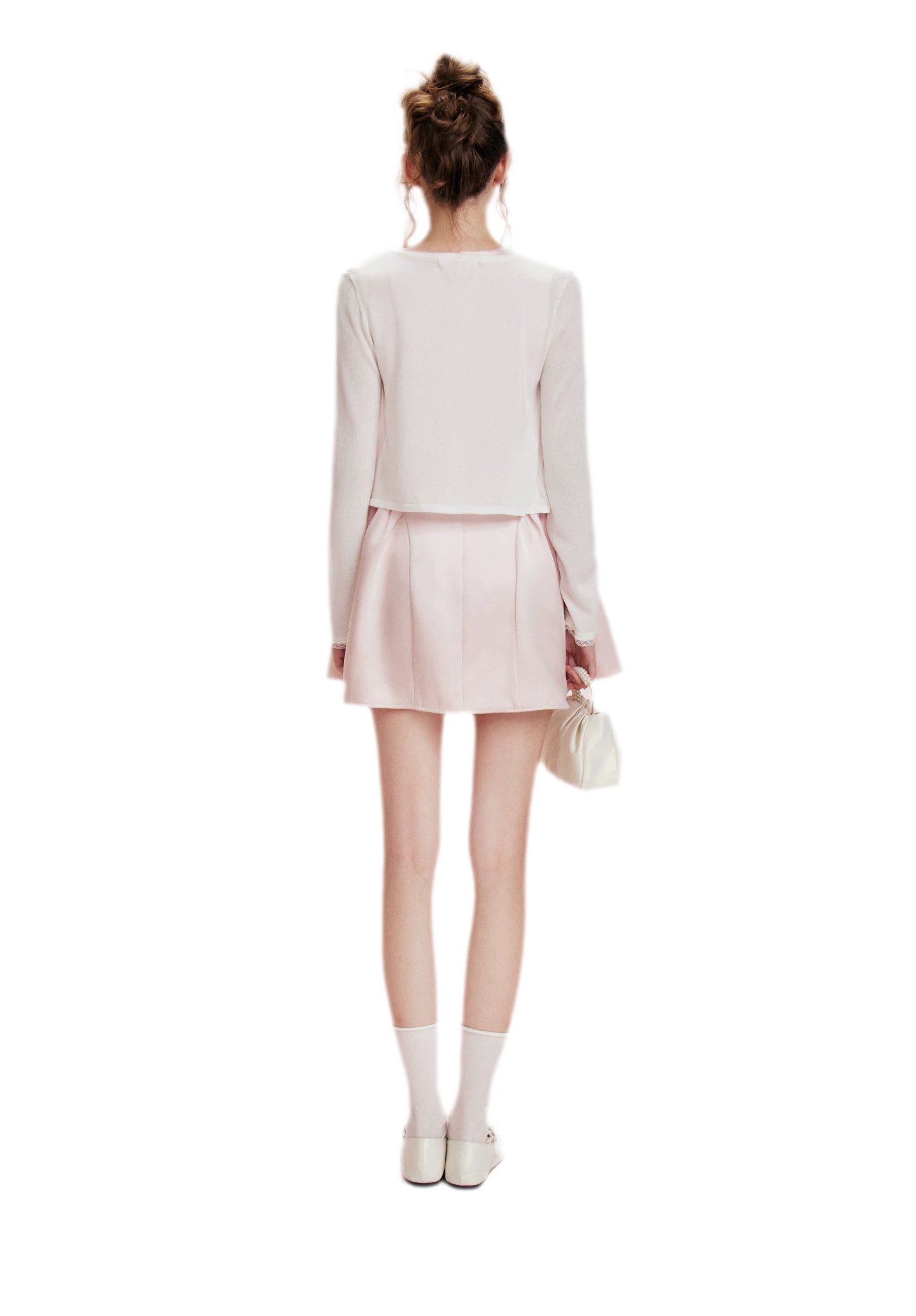 Pearlescent Satin Waist-Tie Dress