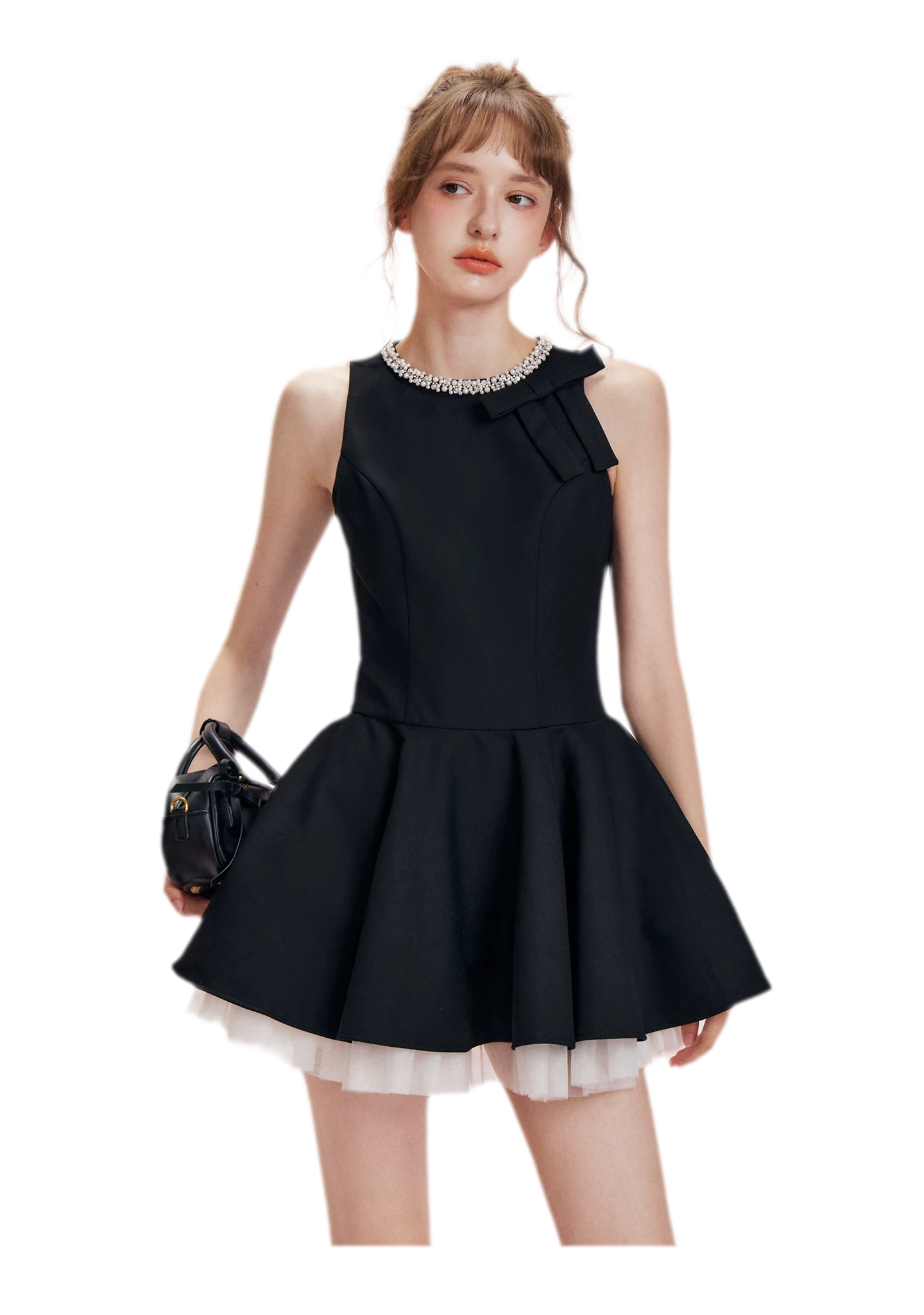 Beaded Bow A-Line Dress