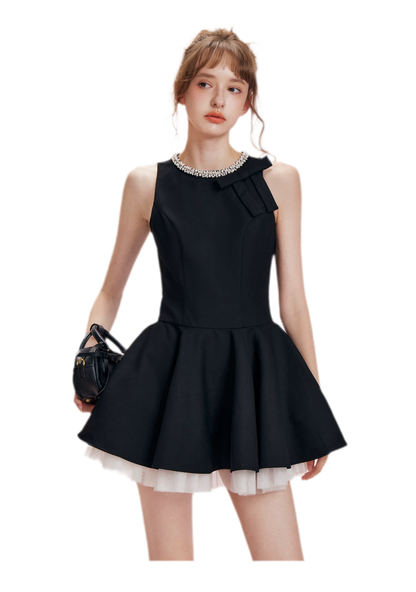 Beaded Bow A-Line Dress
