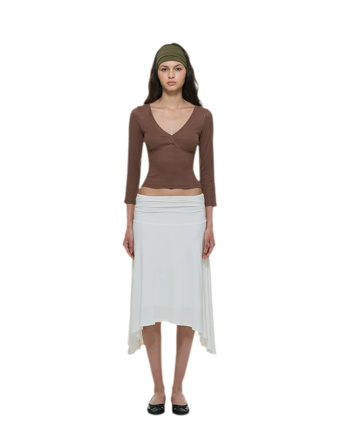Crossfront Ribbed V-Neck Top