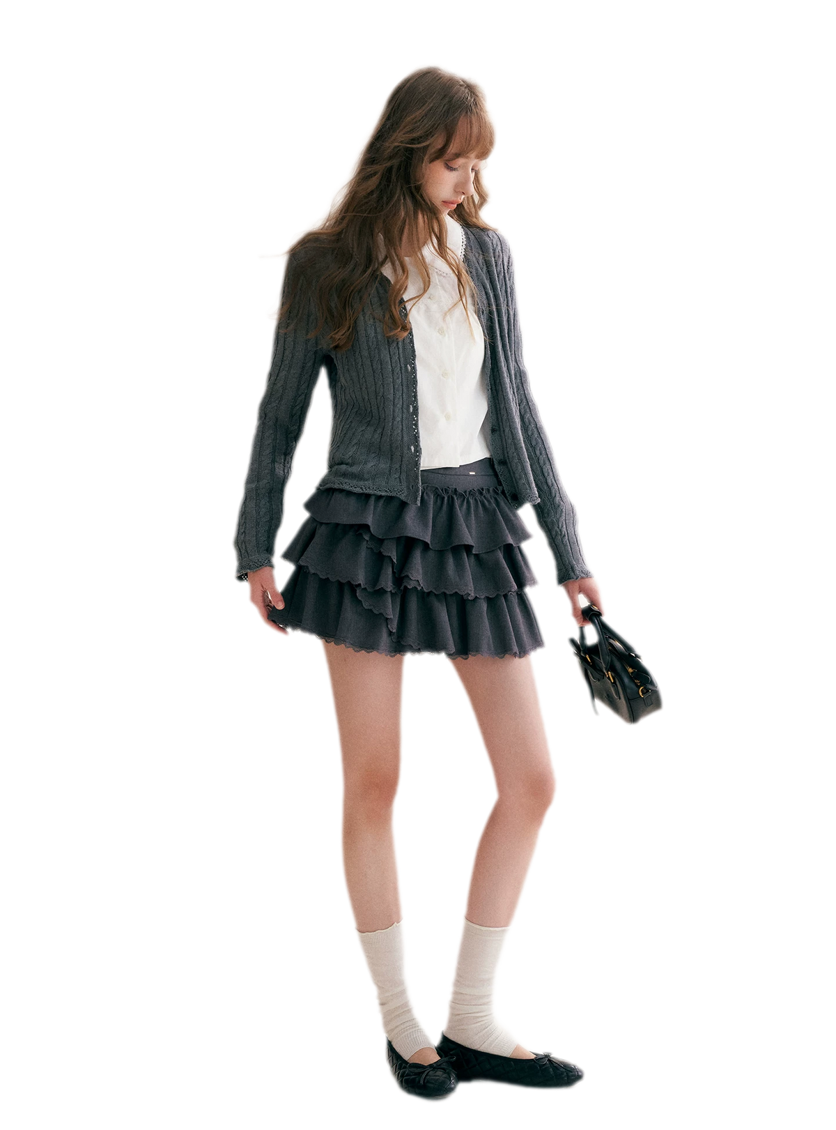 Cable Knit V-Neck Cardigan