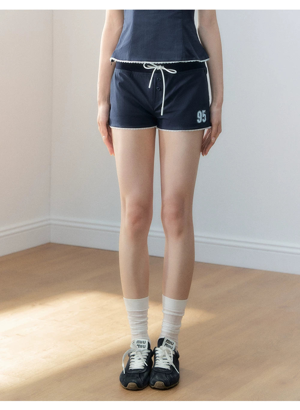 Korean Sporty Print Puff Sleeve Shirt &amp; Shorts