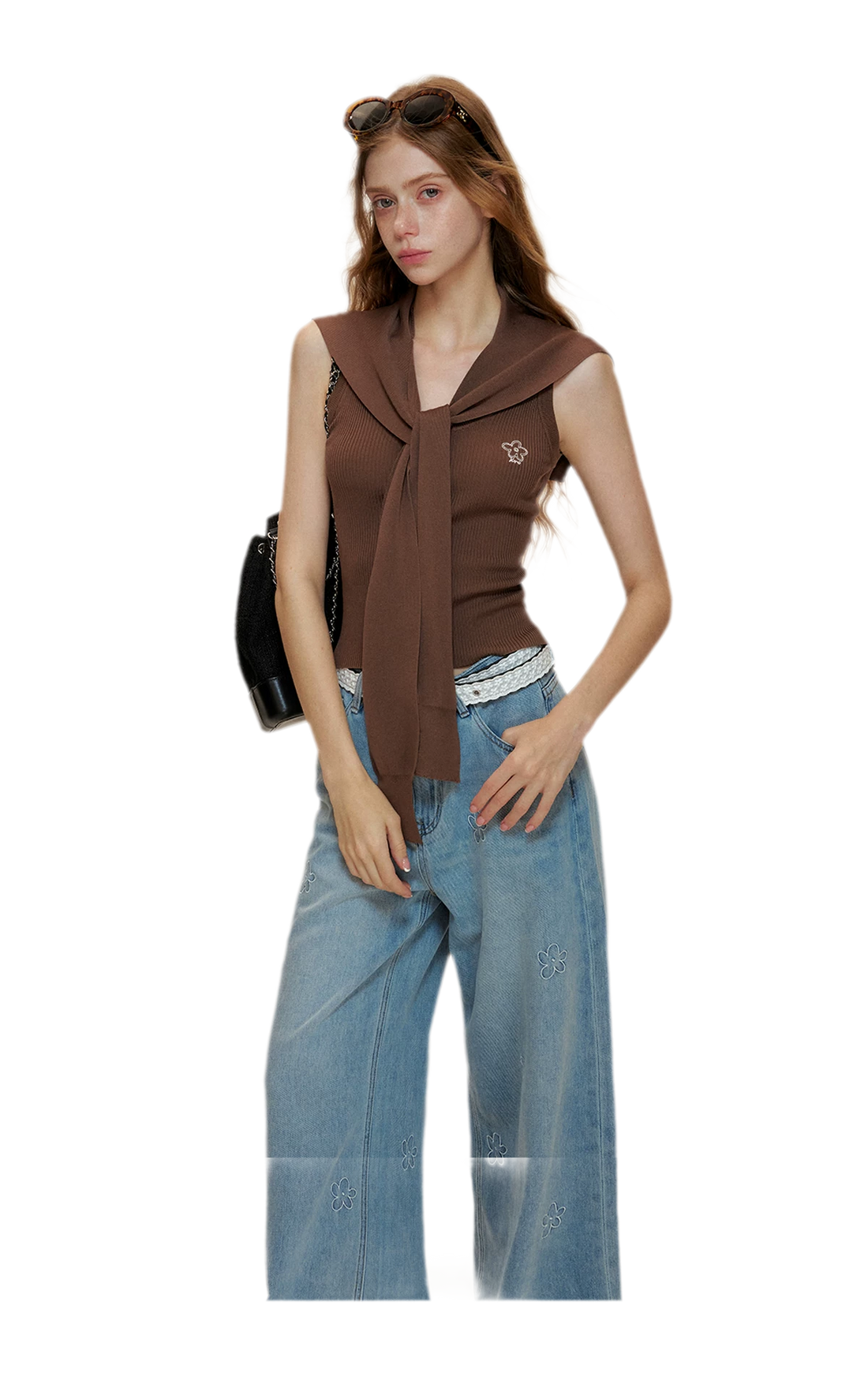 Soft Tencel Navy Shawl Tank