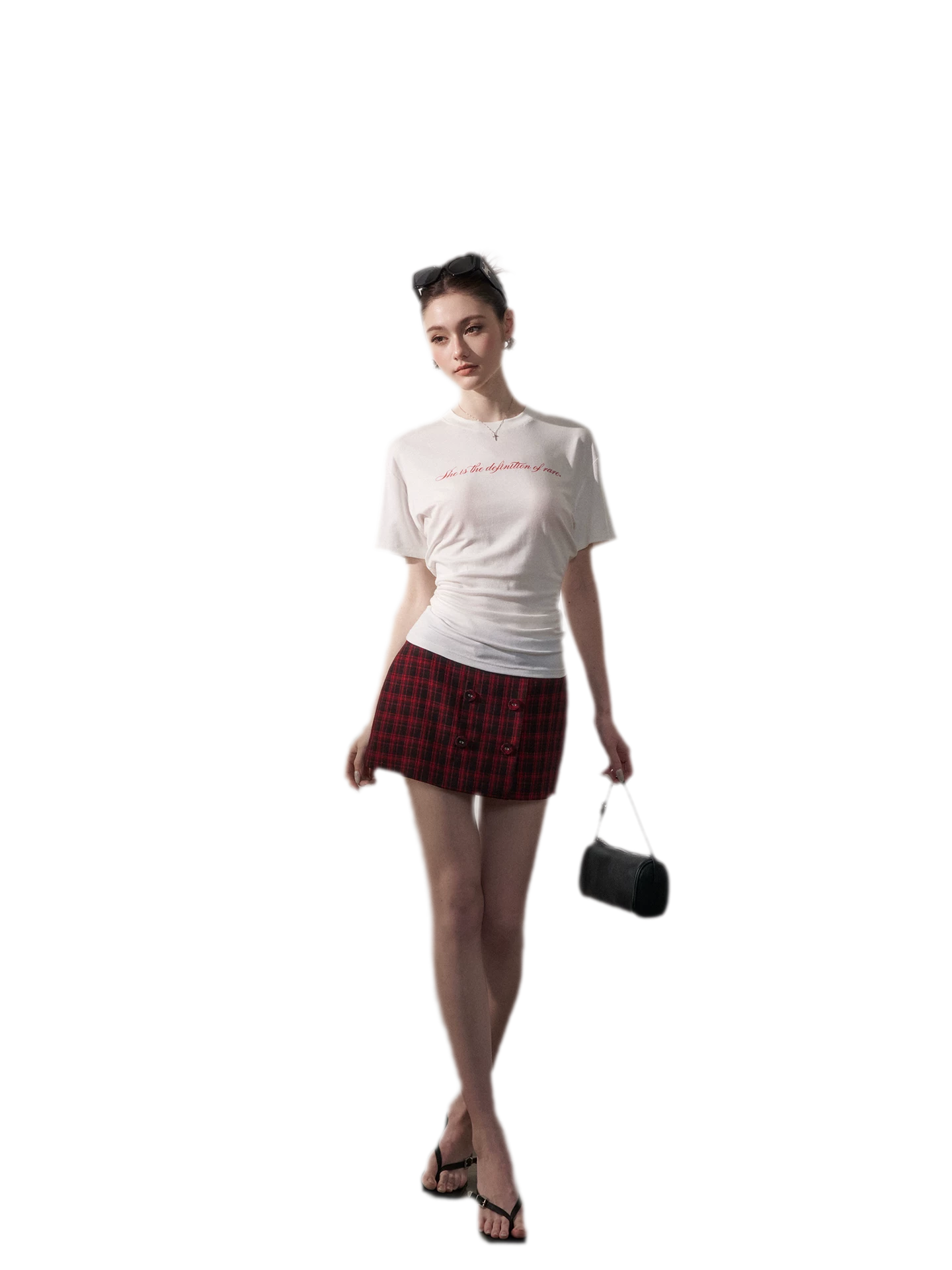 Letter Ruched Short T-Shirt
