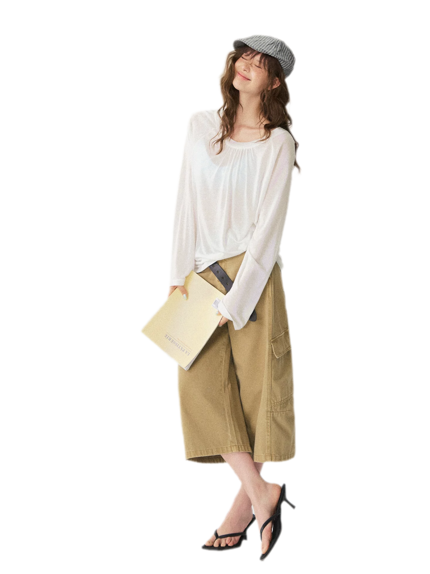 V-Neck Ruched Long Tee