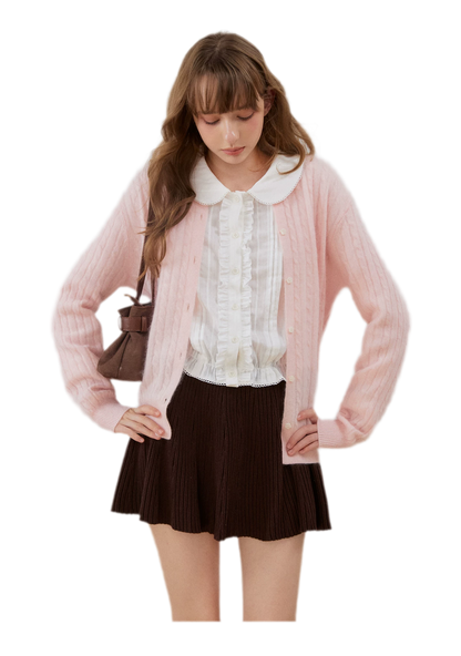 Textured Ruffle Cropped Shirt