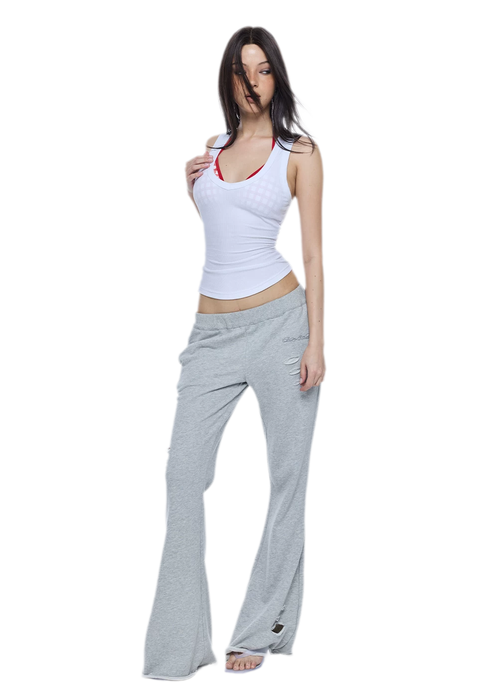 Ribbed Slim V-Neck Tank