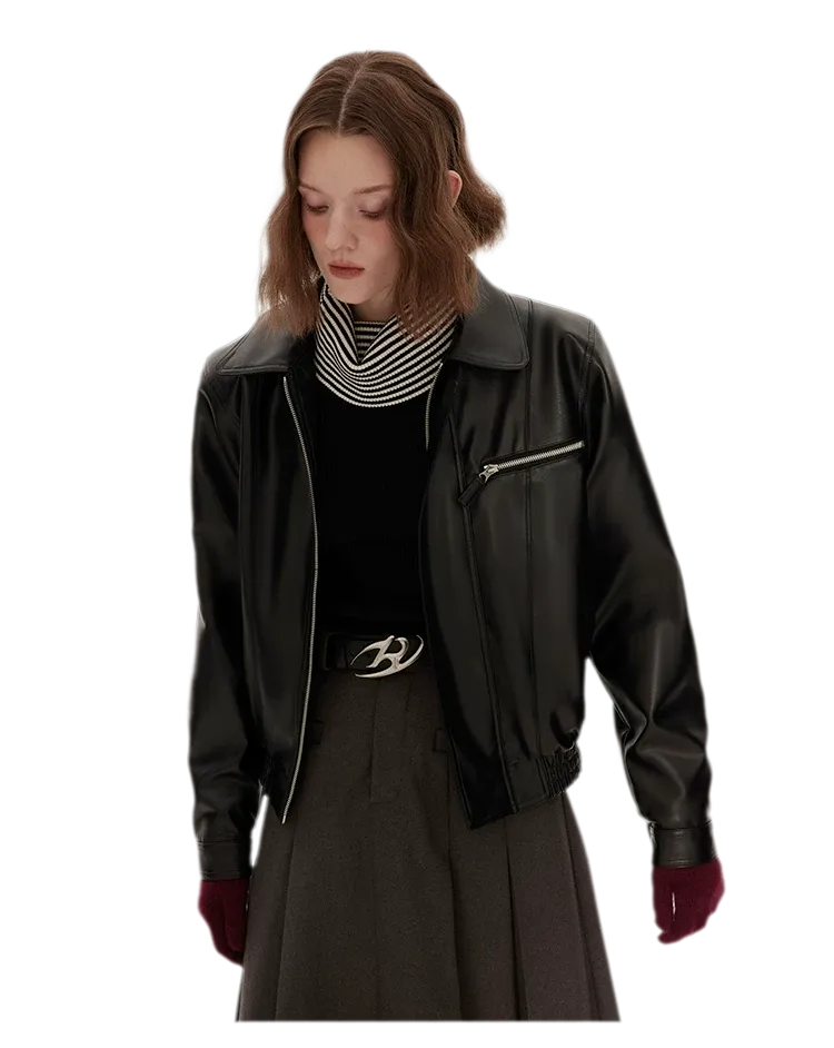 Textured Oversized Leather-Look Jacket