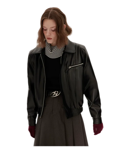 Textured Oversized Leather-Look Jacket