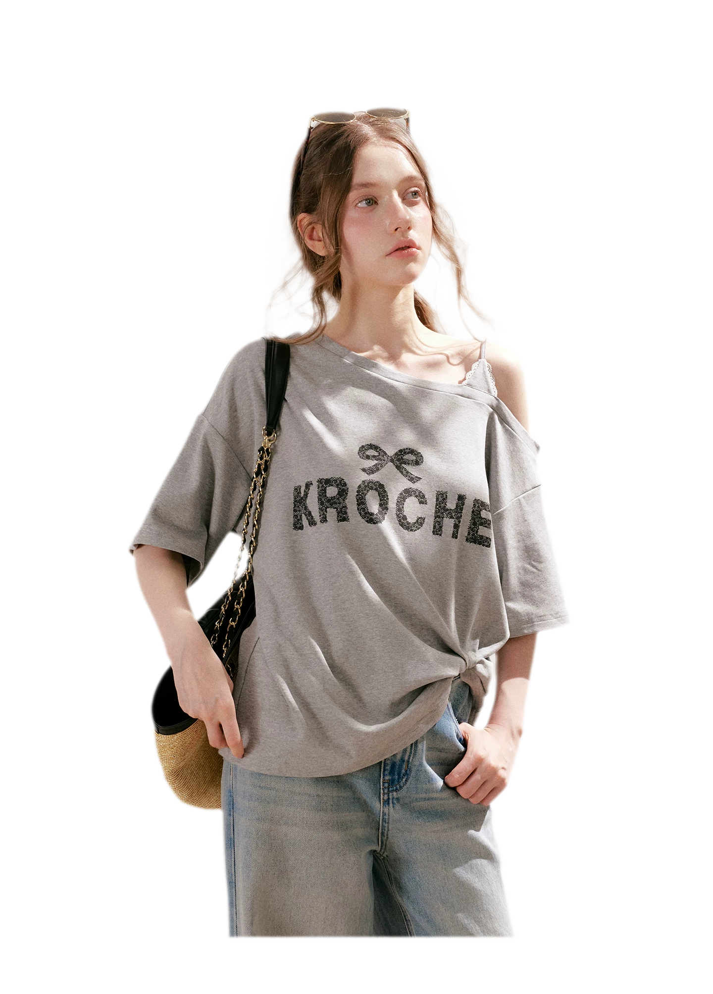 Off-Shoulder Logo T-Shirt