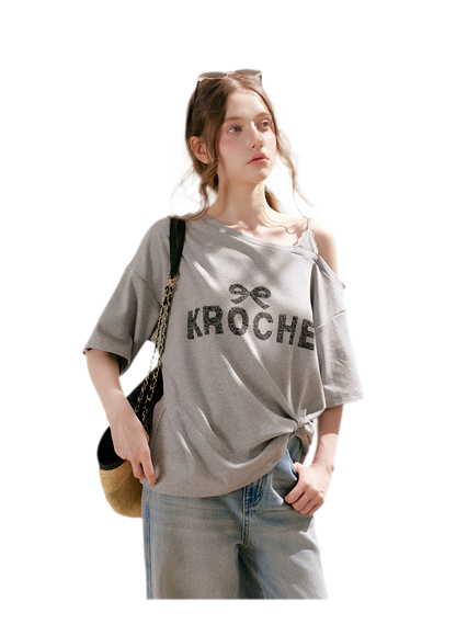 Off-Shoulder Logo T-Shirt