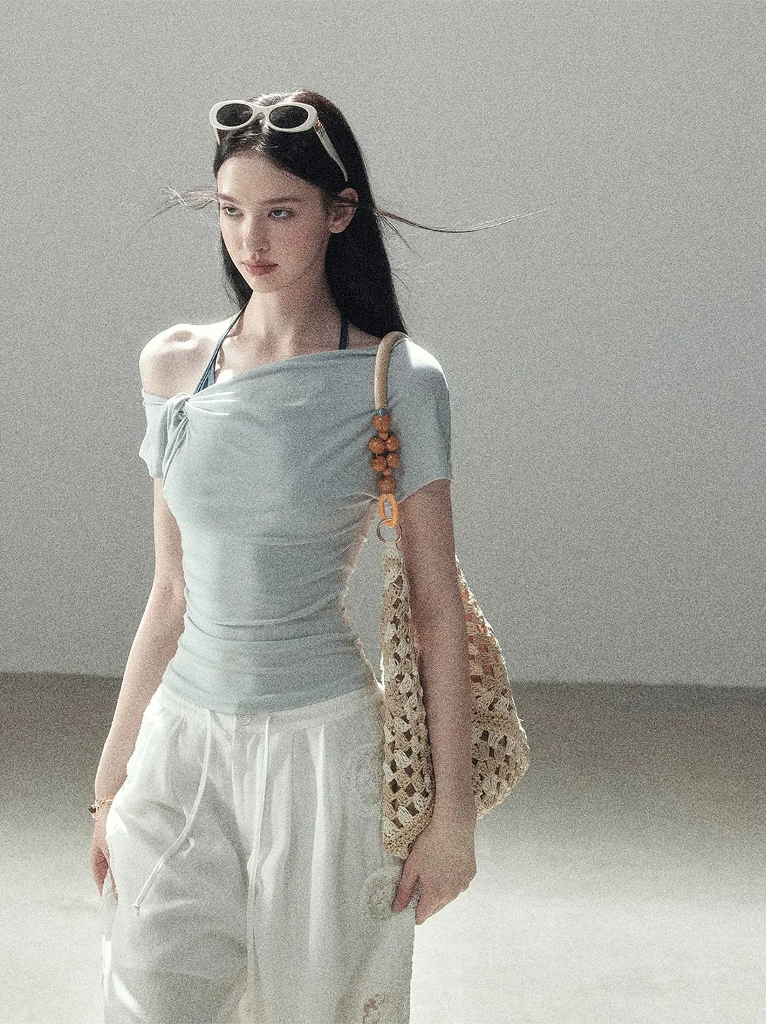 Asymmetric Twist Off-Shoulder Tee