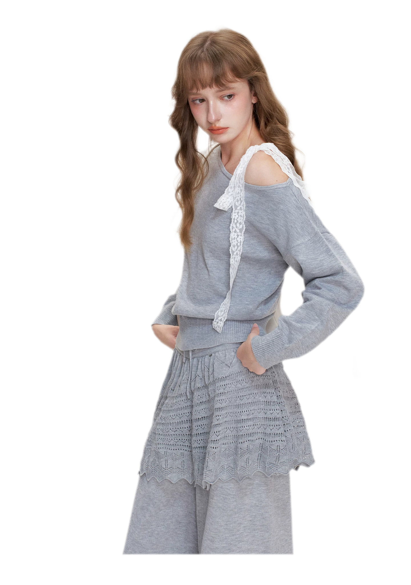 Wool Blend Asymmetric Knit Set