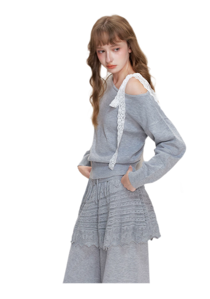 Wool Blend Asymmetric Knit Set