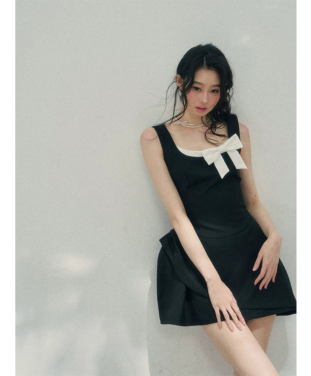 Sleek Bowknot Mini Dress