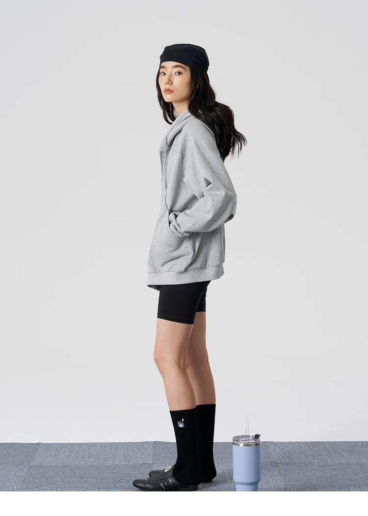 Ribbed Panel Hooded Zip Jacket