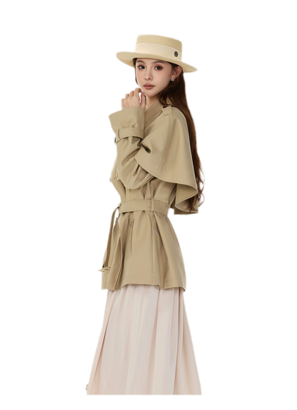 Áo khoác trench cape vải twill