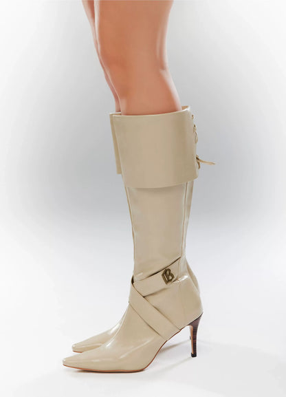 Oil-Waxed Pointed-Toe Tall Boots