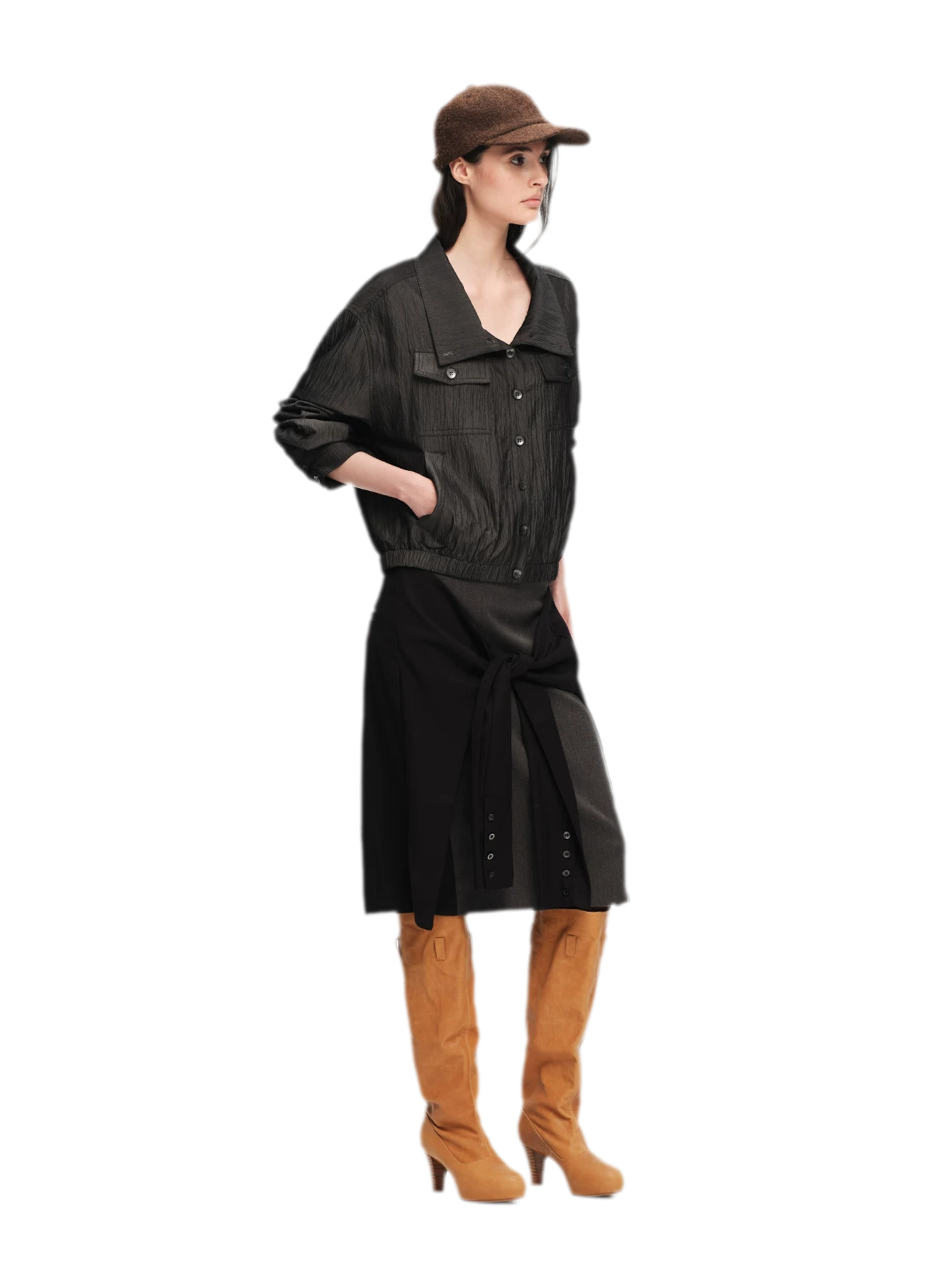 Lightweight High-Collar Cropped Jacket
