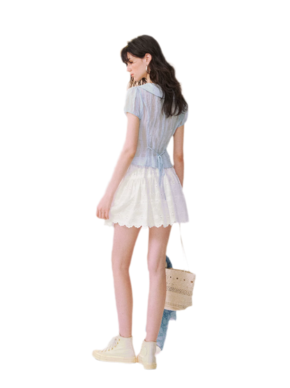 Lace Trim Puff Shirt