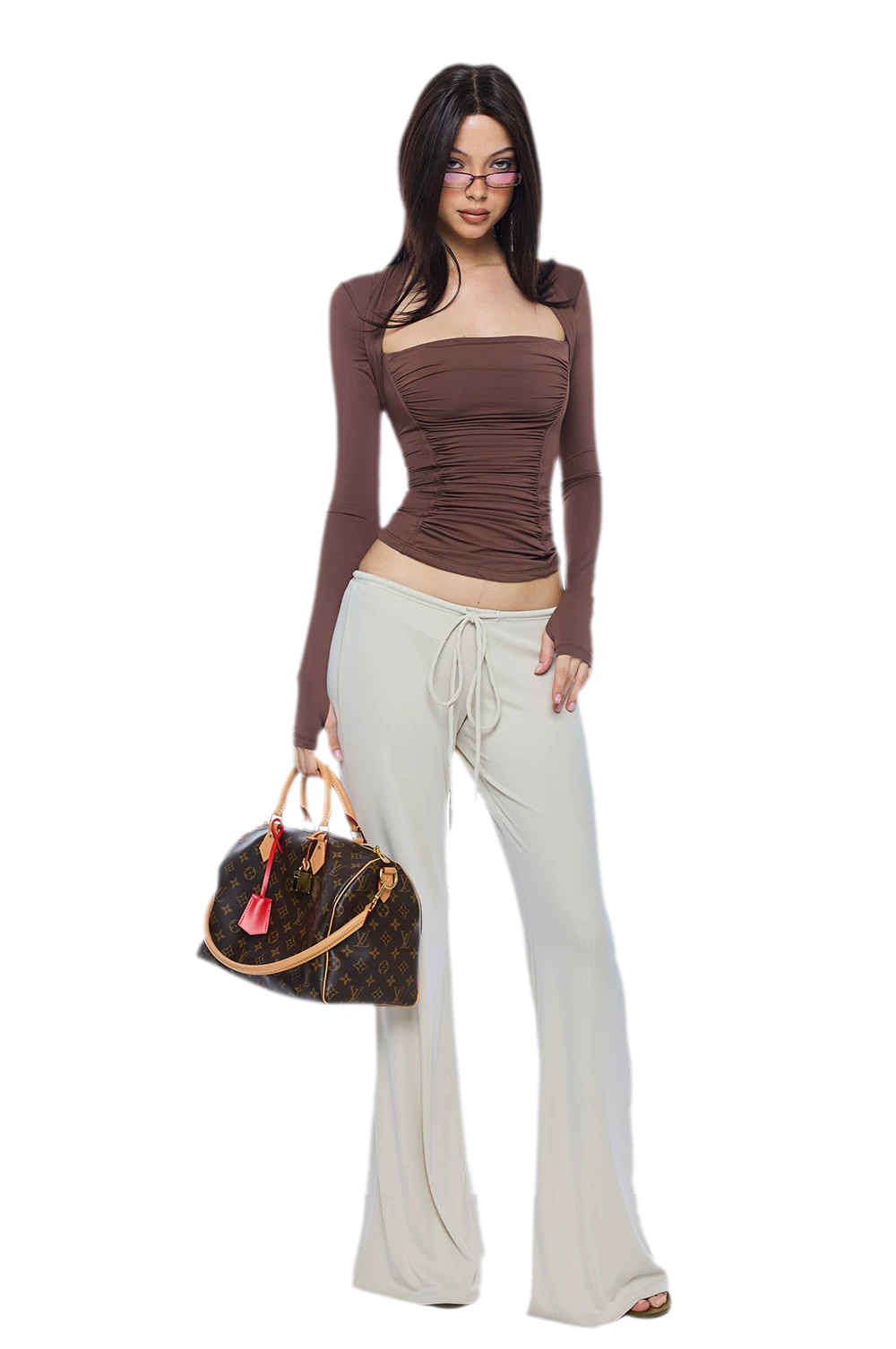 Ruched Sculpted Long-Sleeve Top