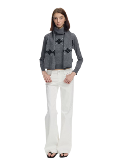 Argyle Waist-Shaped Sweater Set