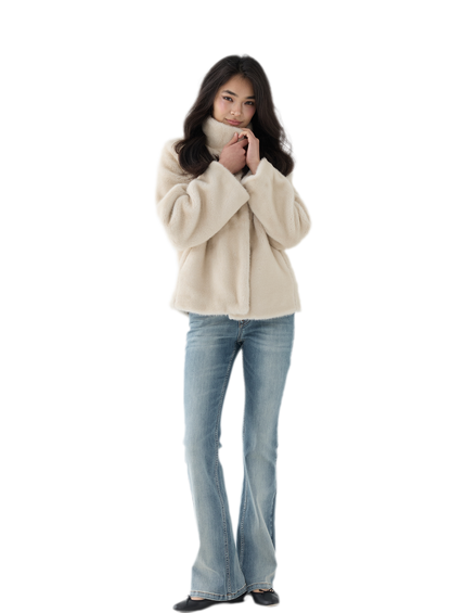 Eco-Friendly Cropped Faux Fur Jacket