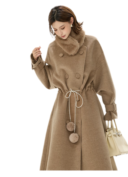 Detachable Fur Collar A-Line Coat