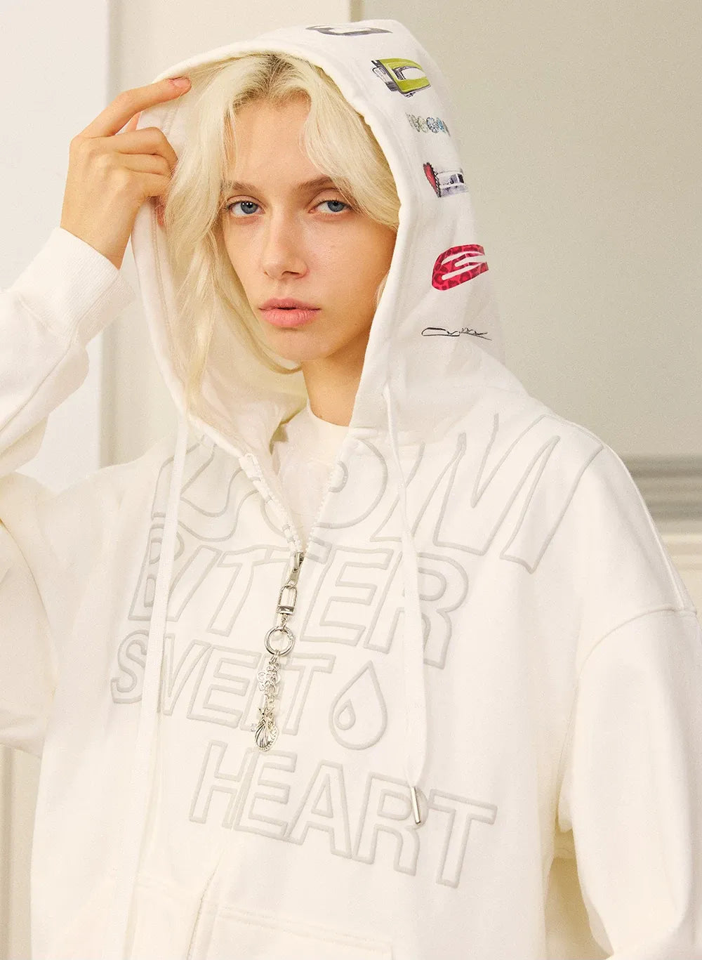 Raised Logo Zip Hoodie