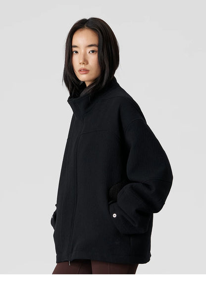 Wool Blend Stand-Collar Jacket