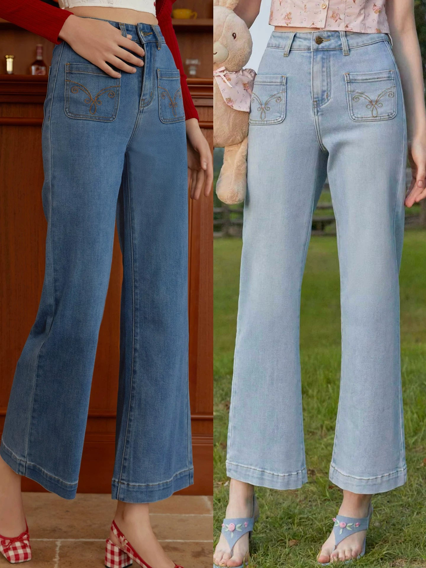 High-Waist Flared Jeans