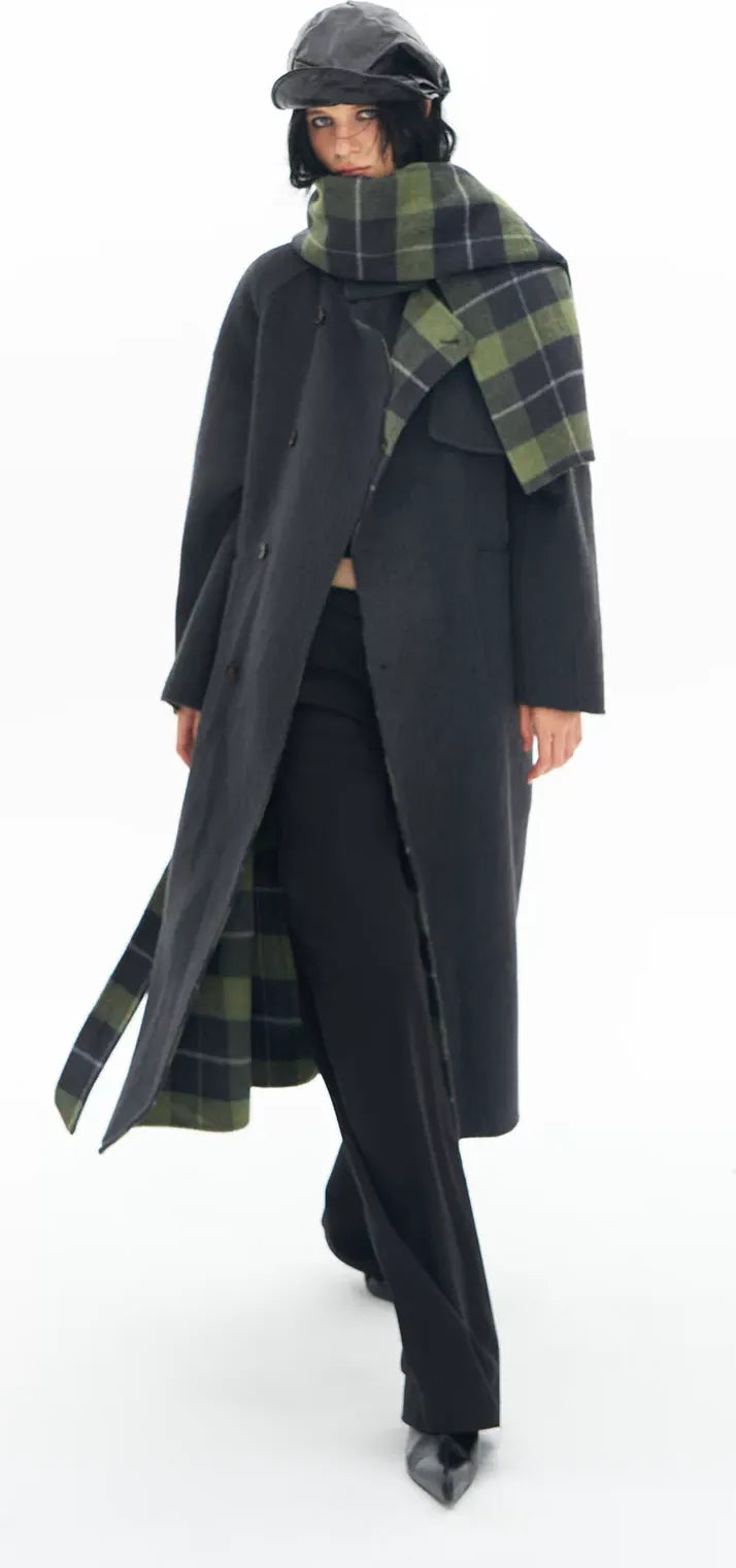 Wool Reversible Wrap Coat