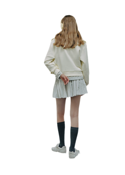 Lace Appliqué Cropped Sweatshirt