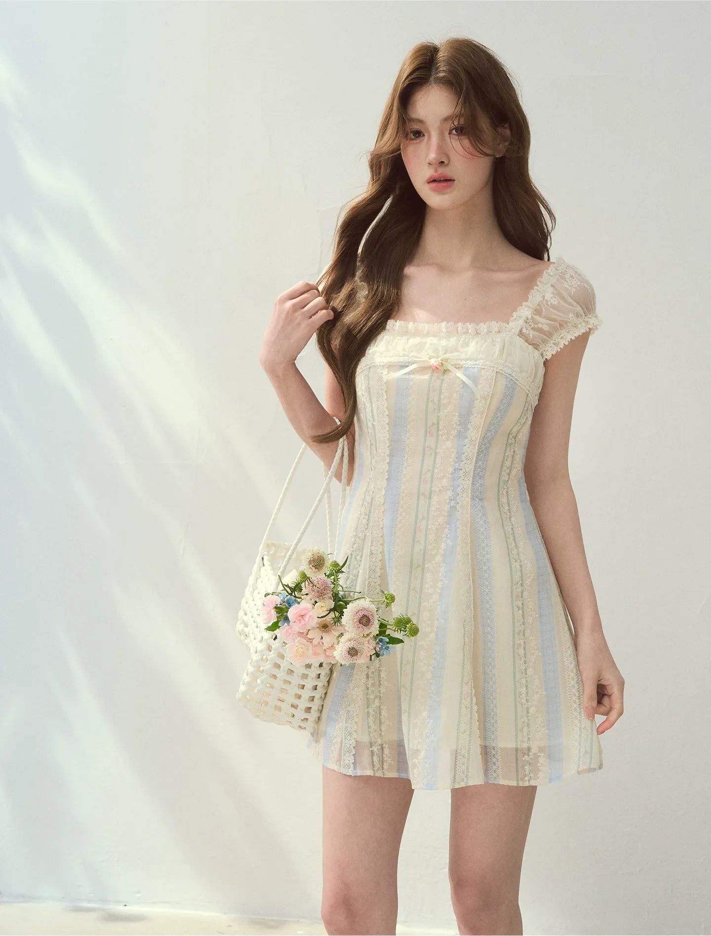 Floral Stripe A-Line Dress