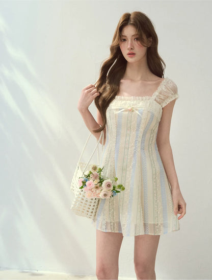 Floral Stripe A-Line Dress