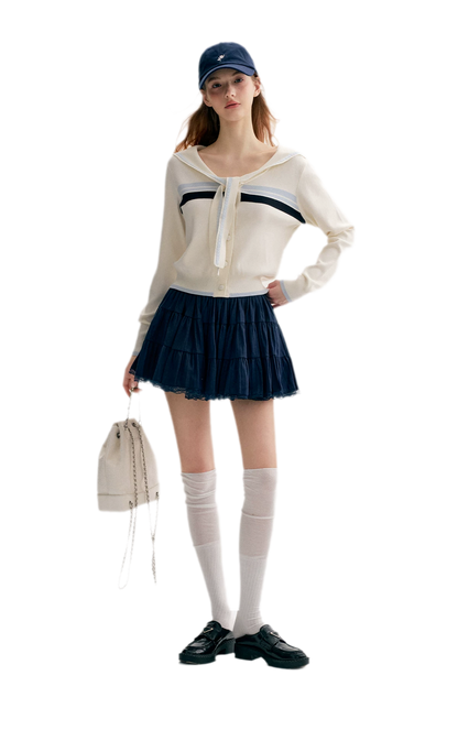 Lace Sailor Tie Cardigan